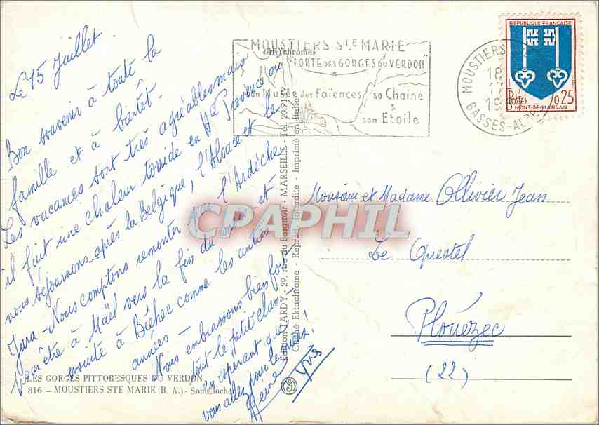 CPM Moustiers Ste Marie BA  — Verso