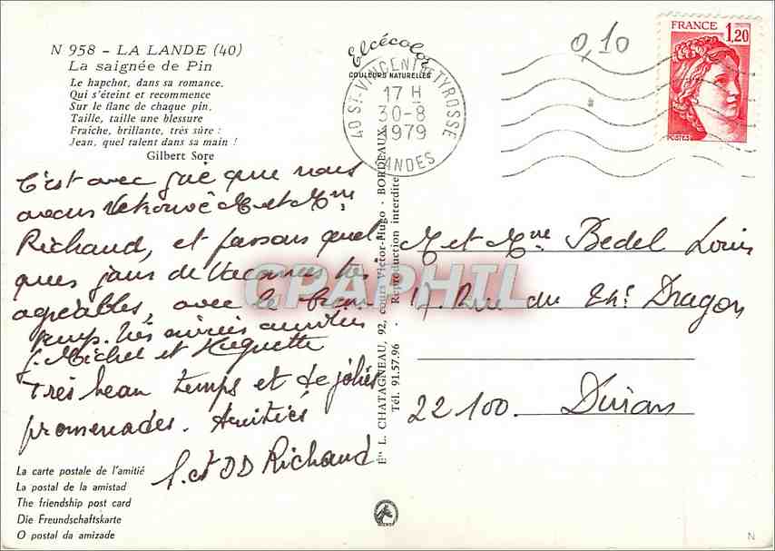 CPM La Lande La saignee de Pin Le hapchut dans sa romance  — Rückseite