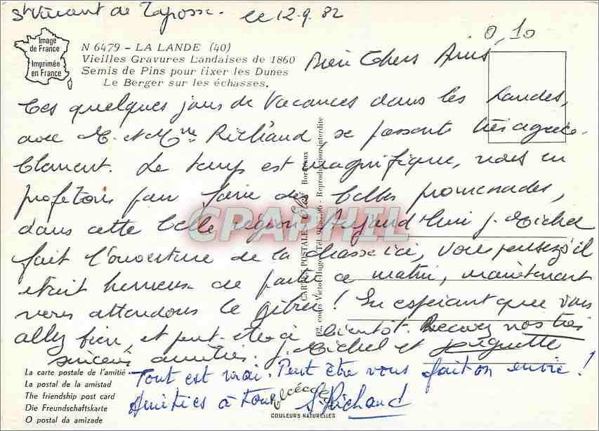 CPM La Lande Vieilles Gravures Landaises de 1860 Semis de Pins pour fixer les Dunes  — Rückseite