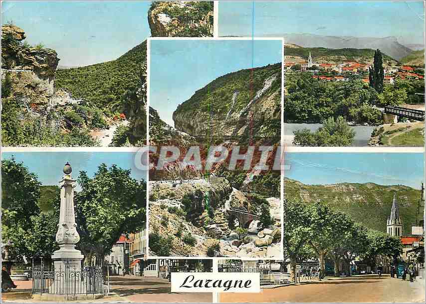 CPM Laragne Les Gorges Vue generale Pont Romain Monument aux Morts Place de la Fontaine 