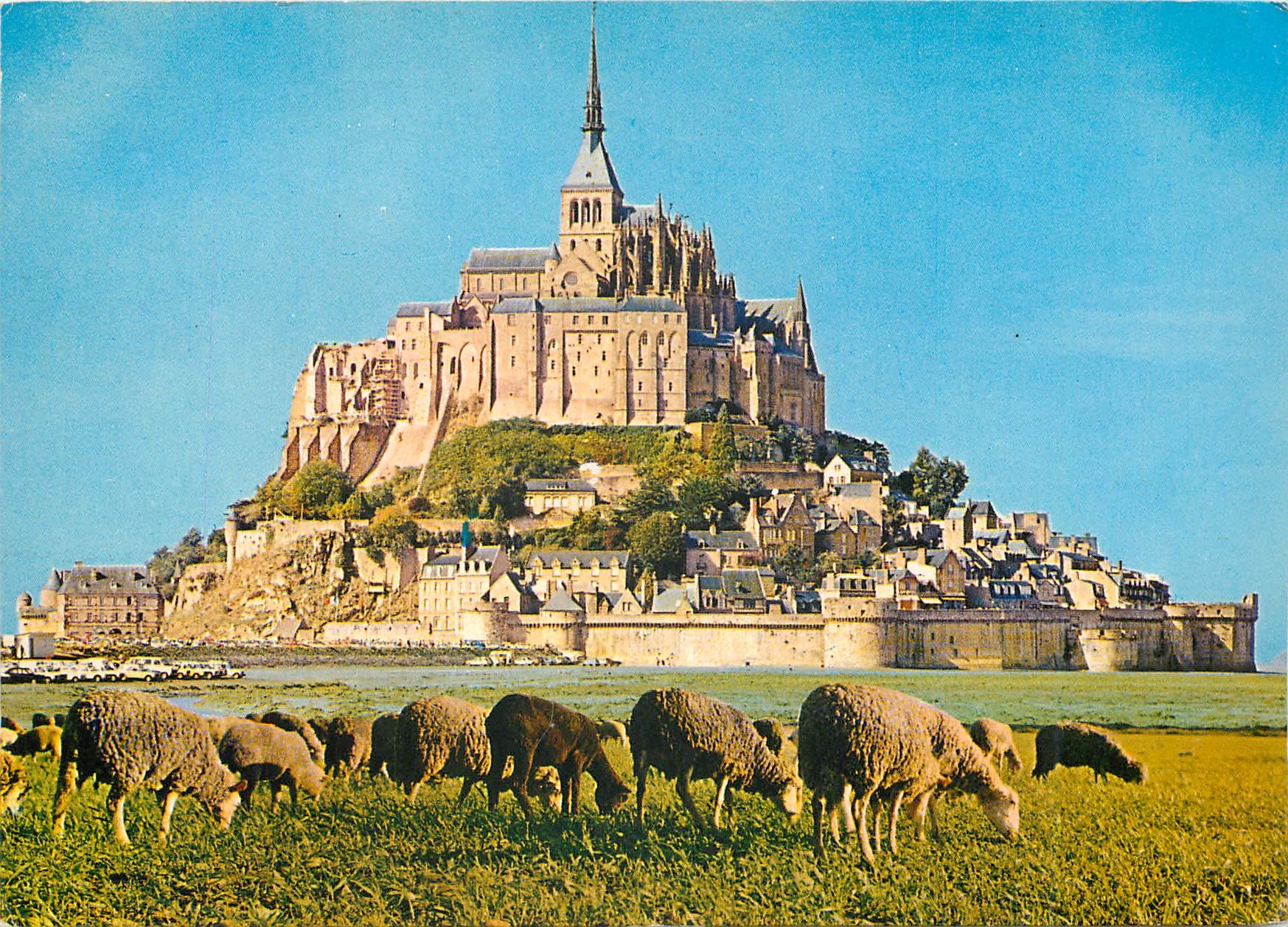 Mont-Saint-Michel — vue panoramique avec moutons — Éditions Roueh Breton