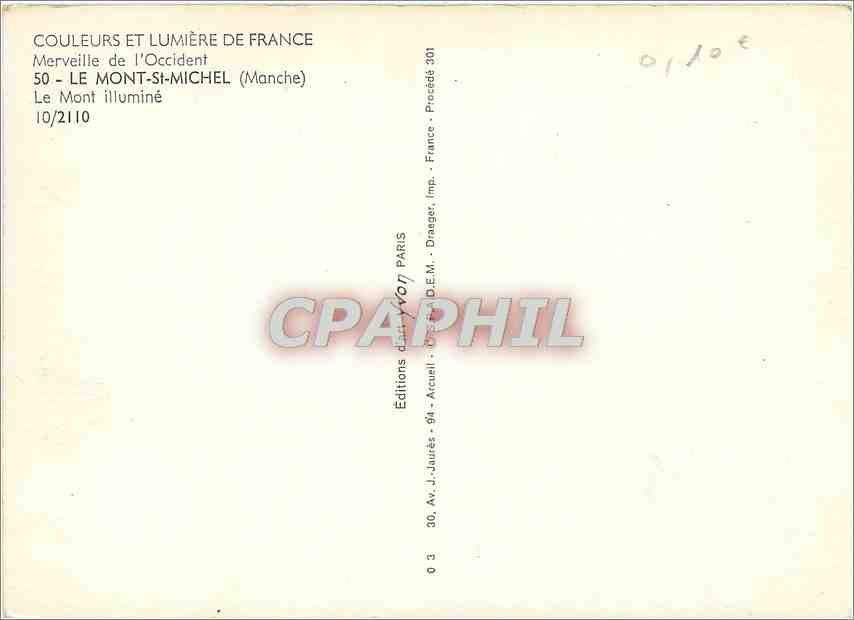 CPM Le Mont St Michel Manche Le Mont Illuminee  — Verso
