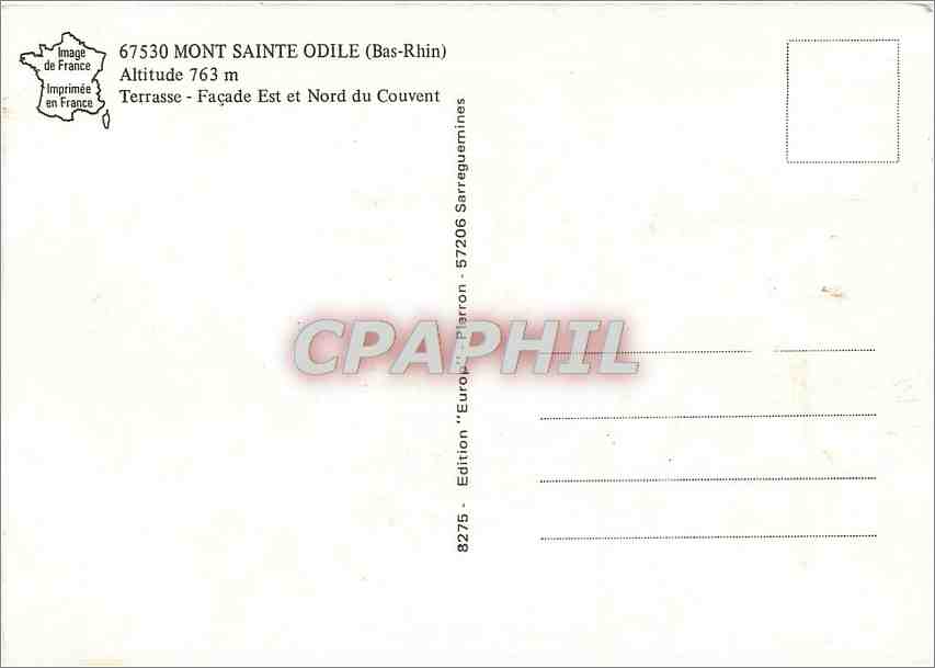 CPM Mont Sainte Odile Bas Rhin Terrasse Facade Est et Nord du Couvent  — Rückseite
