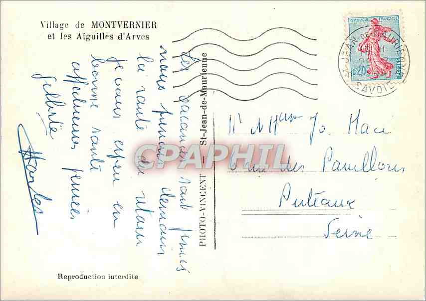 CPM Village de Montvernier et les Aiguilles d'Arves  — Rückseite