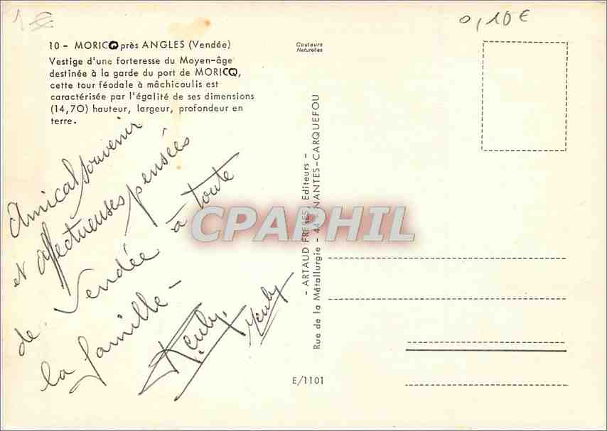 CPM Moricq pres Angles Vendee Vestige d'une forteresse du Moyen Age destinee a la garde du Port de M — Back