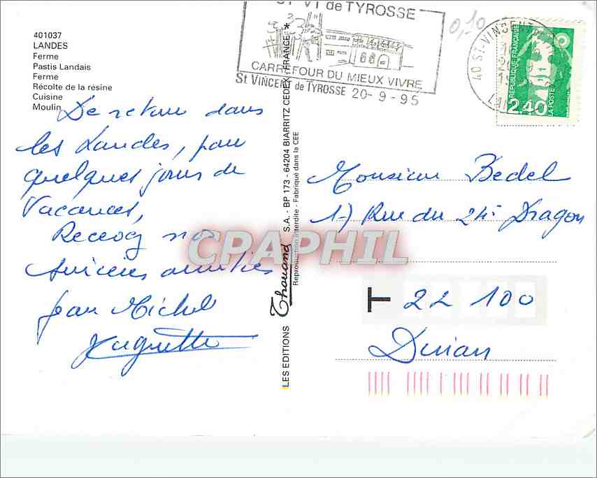 Landes pittoresques — Éditeur Chouand, n° 401837 — Rückseite