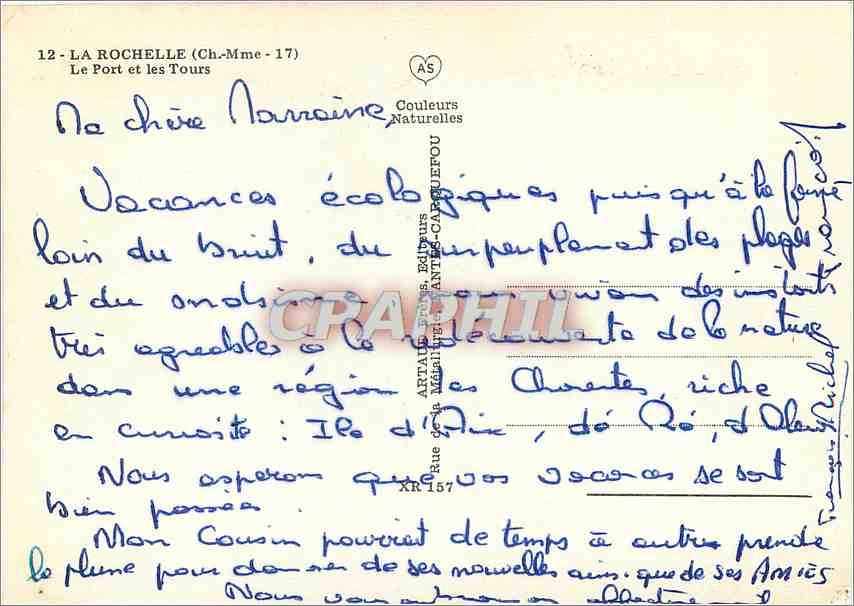 CPM La Rochelle Ch Mme Le Port et les Tours  — Rückseite