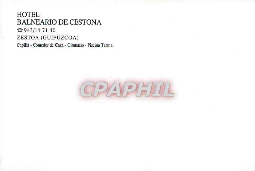 CPM Hotel Balneario de Cestona Zestoa Guipuzcoa Capilla Comedor de Caza Gimnasio Piscina Termal  — Rückseite