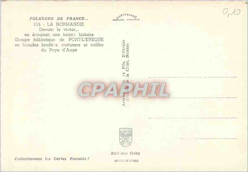 CPM Folklore de France La Normandie Devant le vivier en ecoutant une bonne histoire Groupe folkloriq — Rückseite
