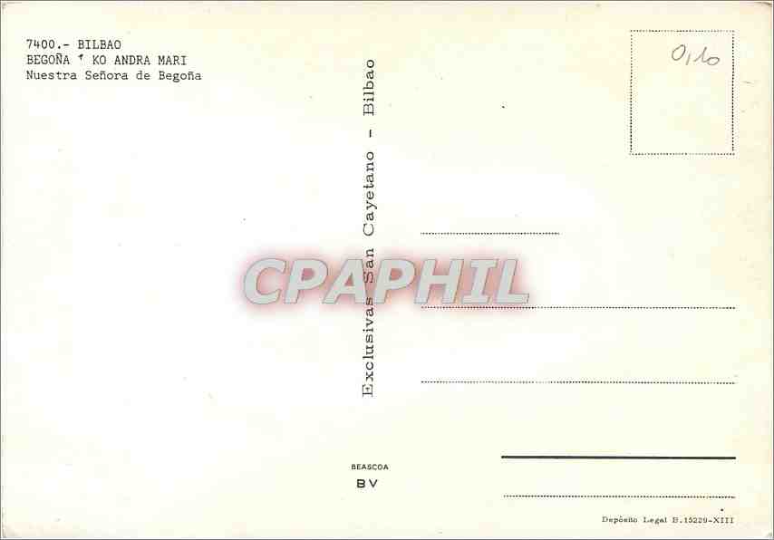 CPM Bilbao Begona Ko Andra Mari Nuestro Senora de Begona  — Back