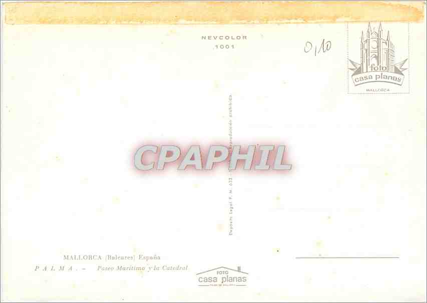 CPM Mallorca Baleares Espana Palma Paseo Maritimo y la Catedral  — Rückseite