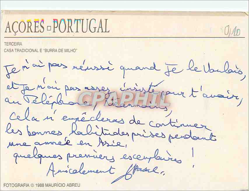CPM Acores Portugal Terceira Cas Tradicional E Burra de Milho  — Back