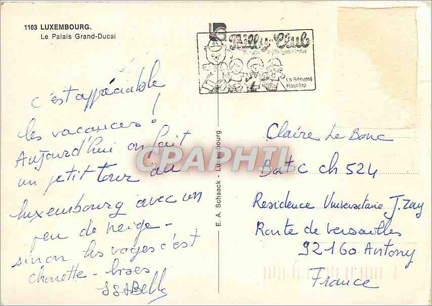 CPM Luxembourg Le Palais Grand Ducal  — Verso