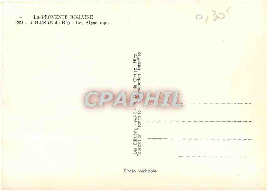 CPM La Provence Romaine Arles B du Rh Les Alyscamps  — Rückseite
