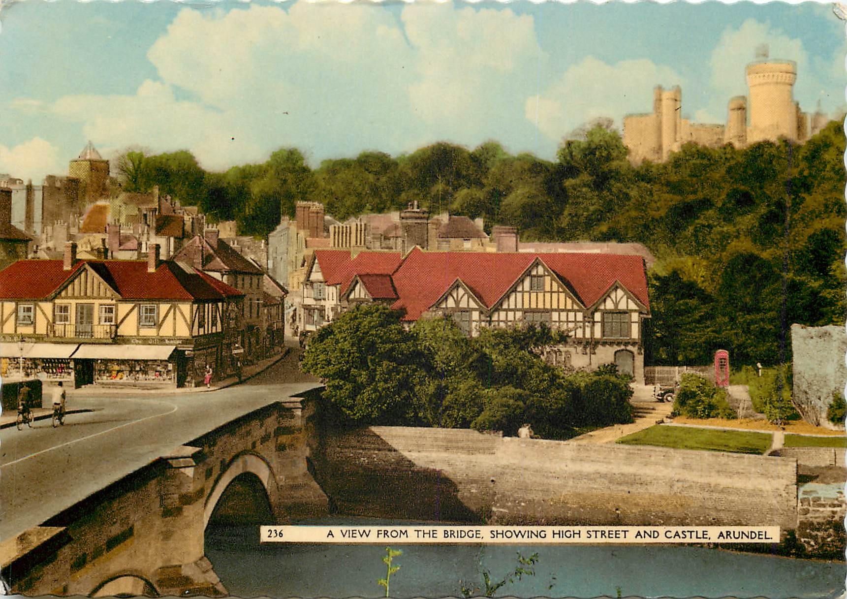 CPM A view from the bridge showing high street and castle Arundel 