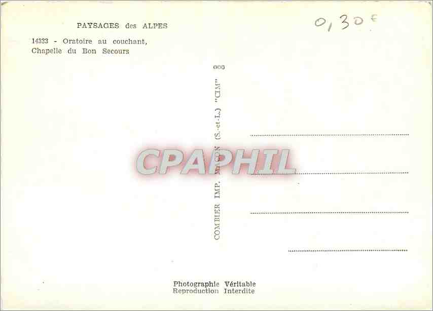 CPM Paysages des Alpes Oratoire au couchant Chapelle du Bon Secours  — Rückseite