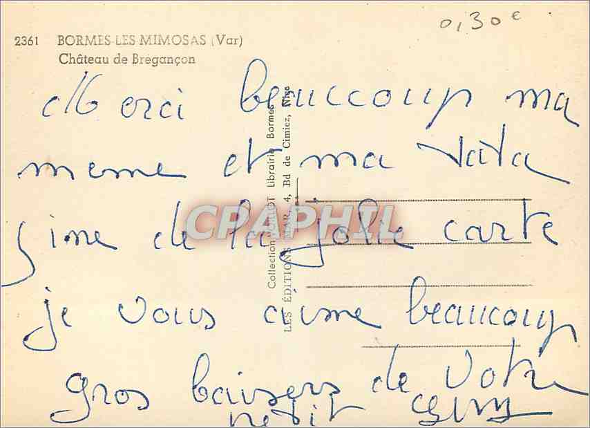 CPM Bormes les Mimosas Var Chateau de Bregancon  — Rückseite