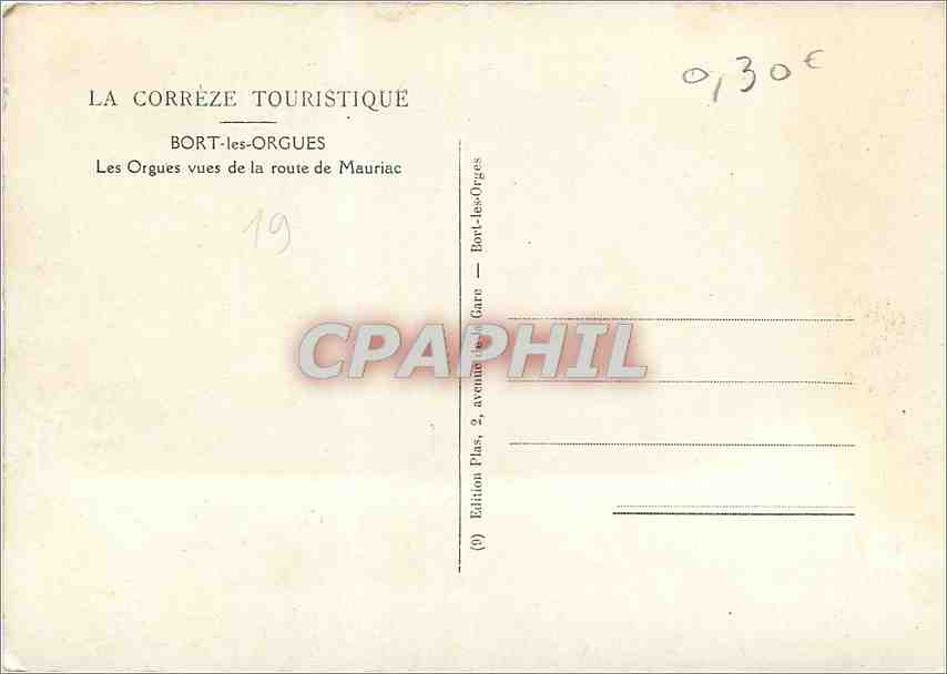 CPM Bort les Orgues Les Orgues vues de la route de Mauriac  — Verso