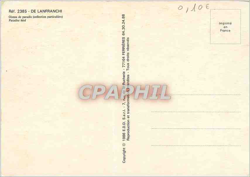 CPM De Lanfranchi Oiseau de paradis  — Rückseite