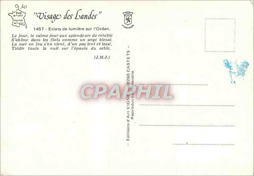 CPM Visage des Landes Eclats de lumiere sur l'Ocean  — Verso