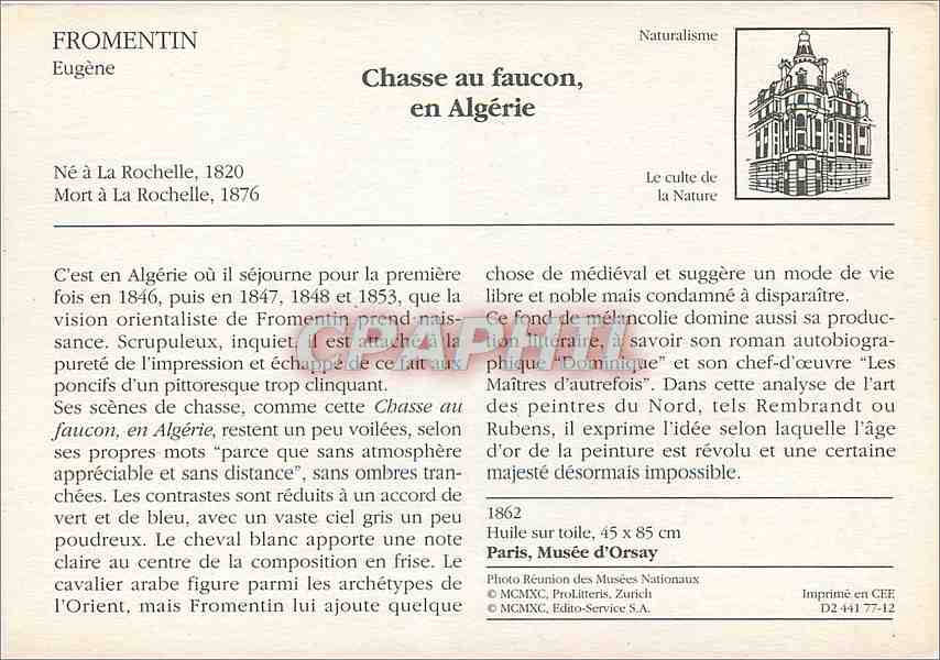 CPM Fromentin Chasse au faucon en  Algerie Paris Musee d'Orsay  — Verso