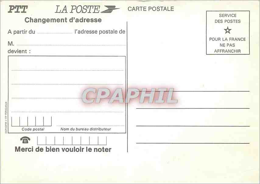 CPM Changement d'adresse communiquez votre nouveau code postal  — Back