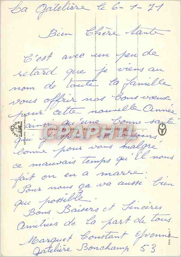CPM Bonne Annee  — Back