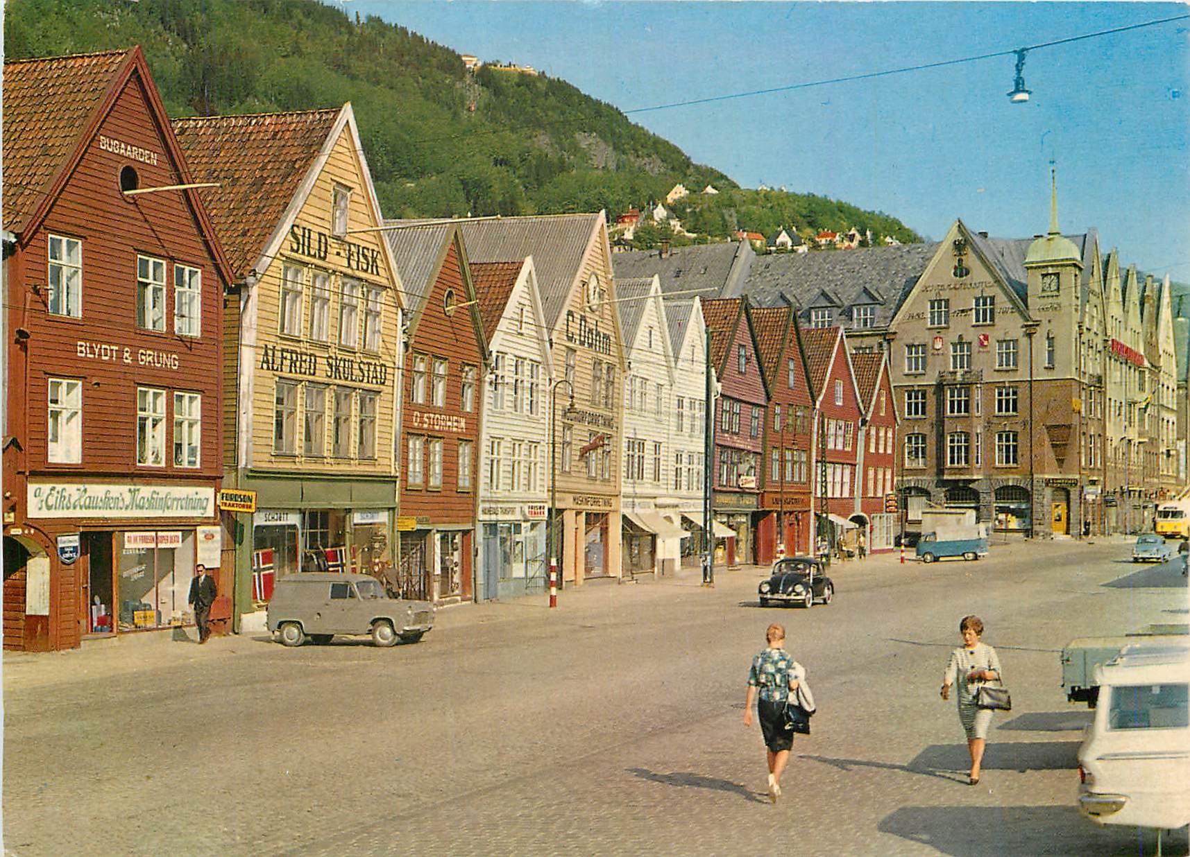 CPM Bergen Norway Bryggen the old warehouses at Vagen 