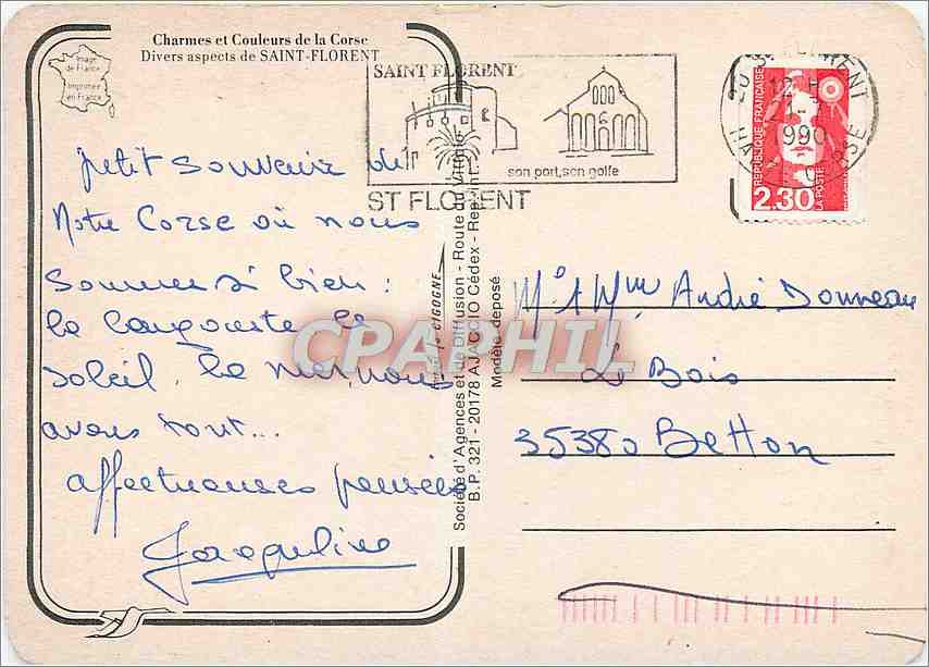 CPM Charmes et Couleurs de la Corse Divers aspects de Saint Florent  — Rückseite
