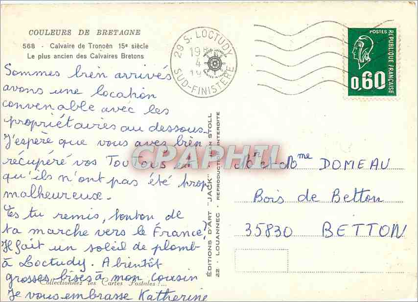 Calvaire de Tronoën — 15e siècle — Éditions d'Art 'Jack' n°568 — Reverso