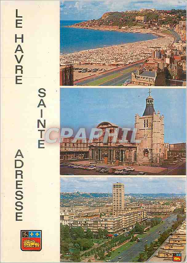 CPM Le Havre Sainte Adresse Le Cap de la Heve et la Plage La Cathedrale Notre Dame 
