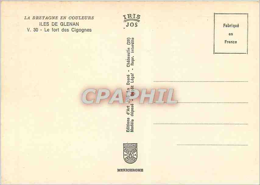 CPM Iles de Glenan Le fort des Cigognes  — Rückseite