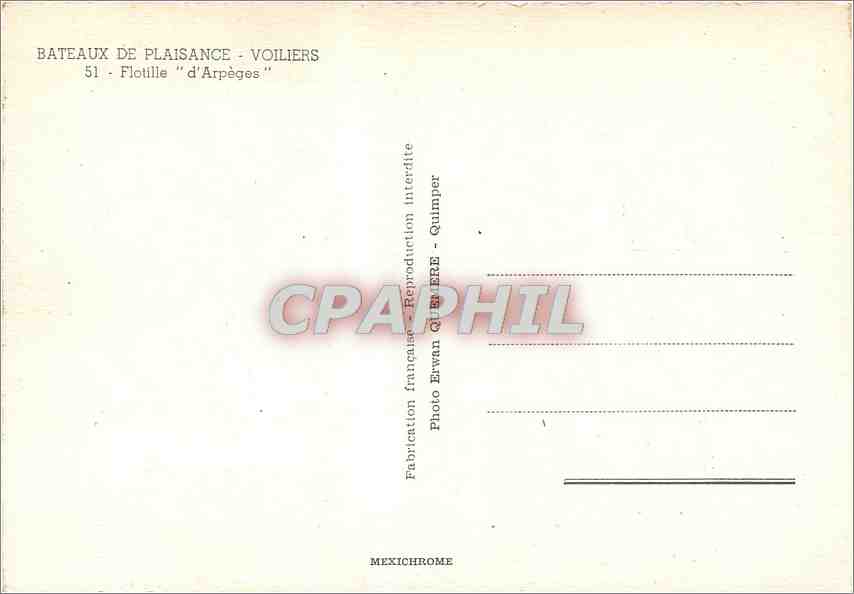 CPM Bateaux de Plaisance Voiliers Flotille d'Arpeges  — Rückseite