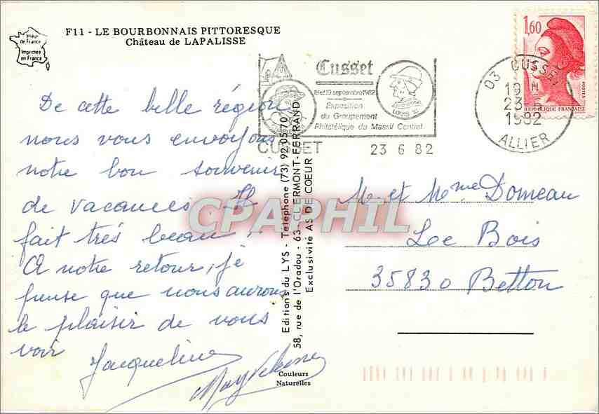 CPM Le Bourbonnais Pittoresque Chateau de Lapalisse  — Verso