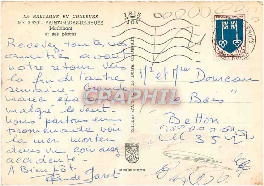 CPM Saint Gildas de Rhuys Morbihan et ses plages  — Back