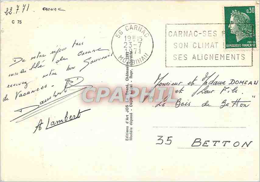 CPM Images de La Trinite sur Mer Locmariaquer Bateaux de plaisance Reflets de ciel Depart de regates — Rückseite