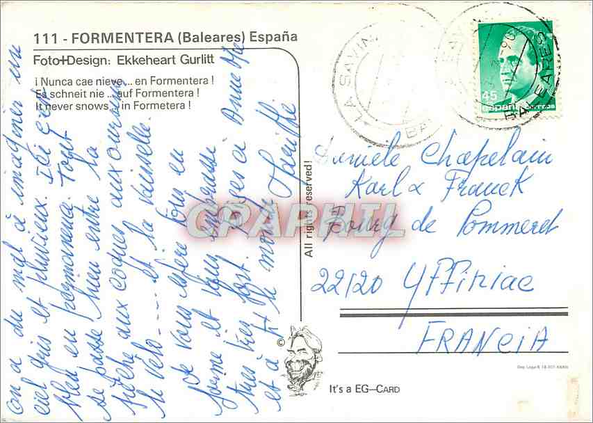 CPM Formentera Baleares Espana It never snows in Formetera  — Back