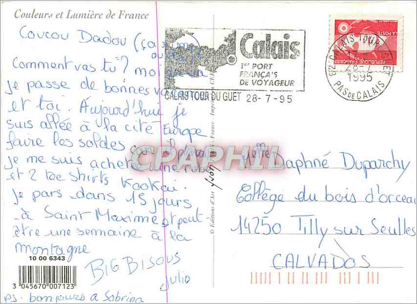 CPM Couleurs et Lumiere de France  — Rückseite