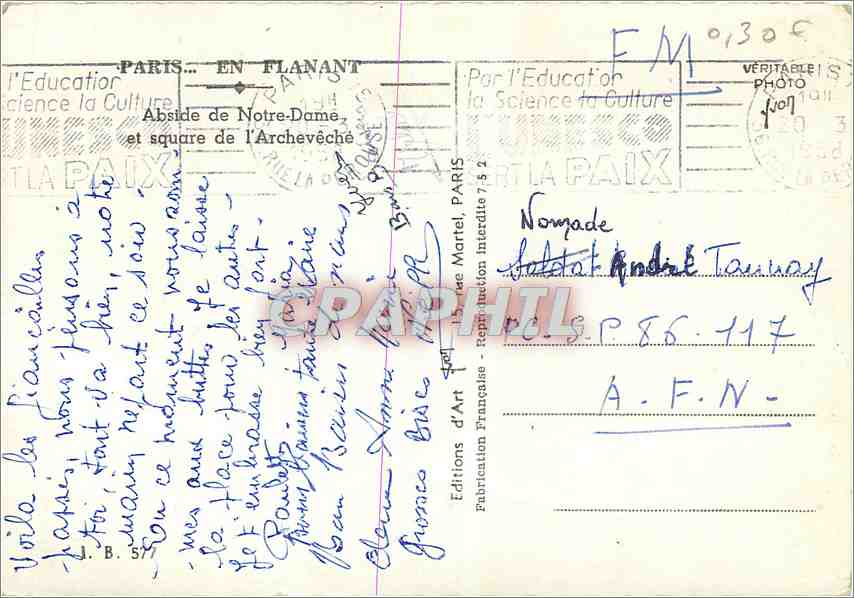 CPM Paris Abside de Notre Dame et square de l'Archeveche  — Rückseite