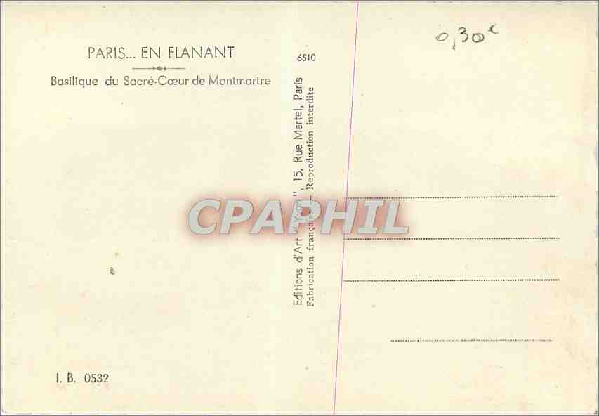 CPM Paris Basilique du Sacre Coeur de Montmartre  — Rückseite