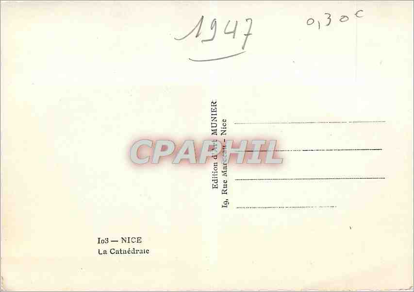 CPM Nice La Cathedrale  — Rückseite