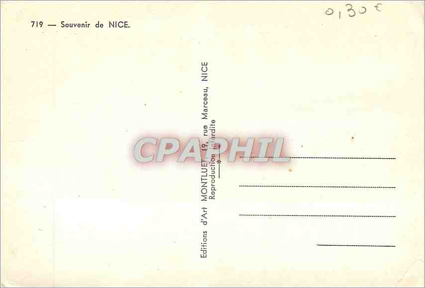 CPM Souvenir de Nice  — Verso
