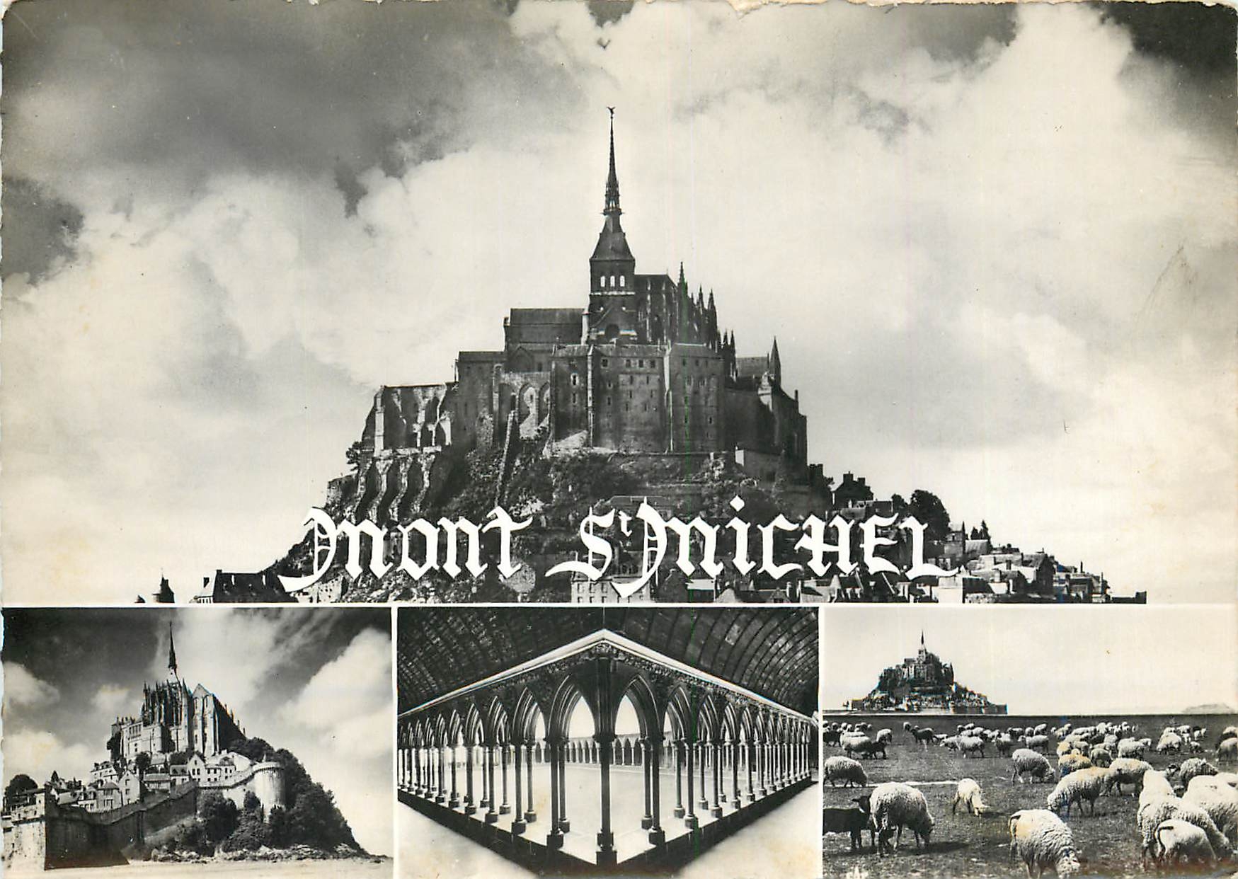 Mont-Saint-Michel — Vue générale — Les Ramparts, la Merveille, le Cloître, les Prés salés — Gr. des Arts Photographiques, Paris