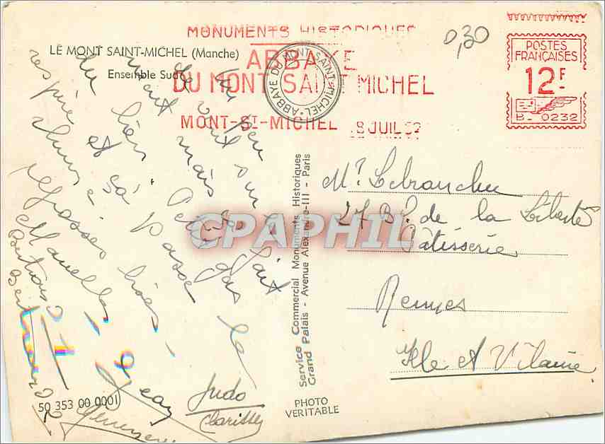 CPM Le Mont Saint Michel Manche Ensemble Sud  — Verso