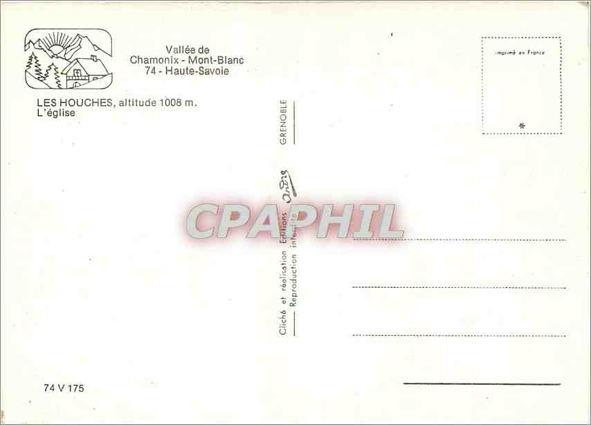 CPM Vallee de Chamonix Mont Blanc Haute Savoie L'eglise  — Verso