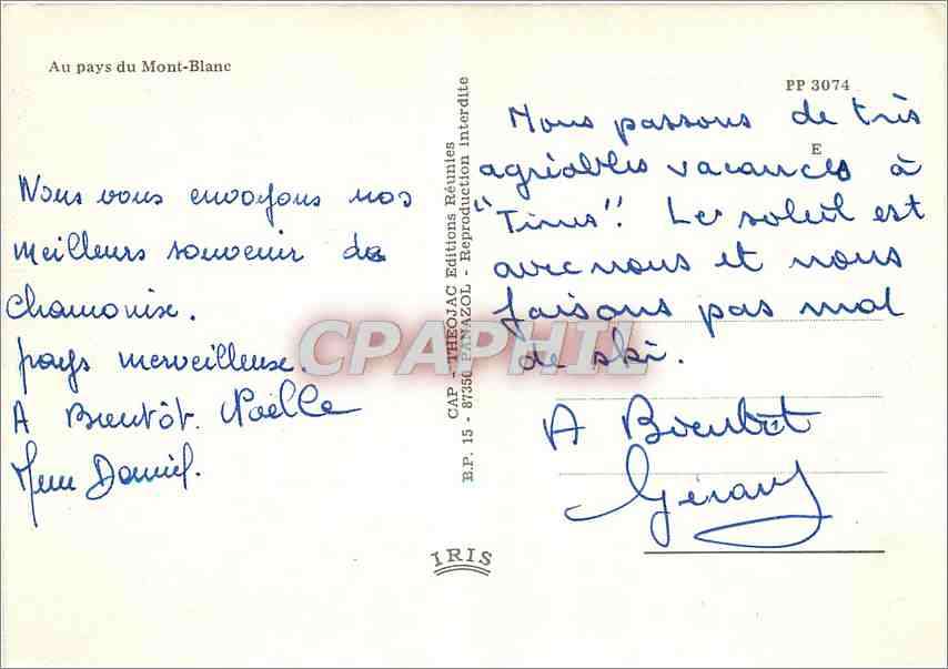 CPM Au pays du Mont Blanc  — Verso