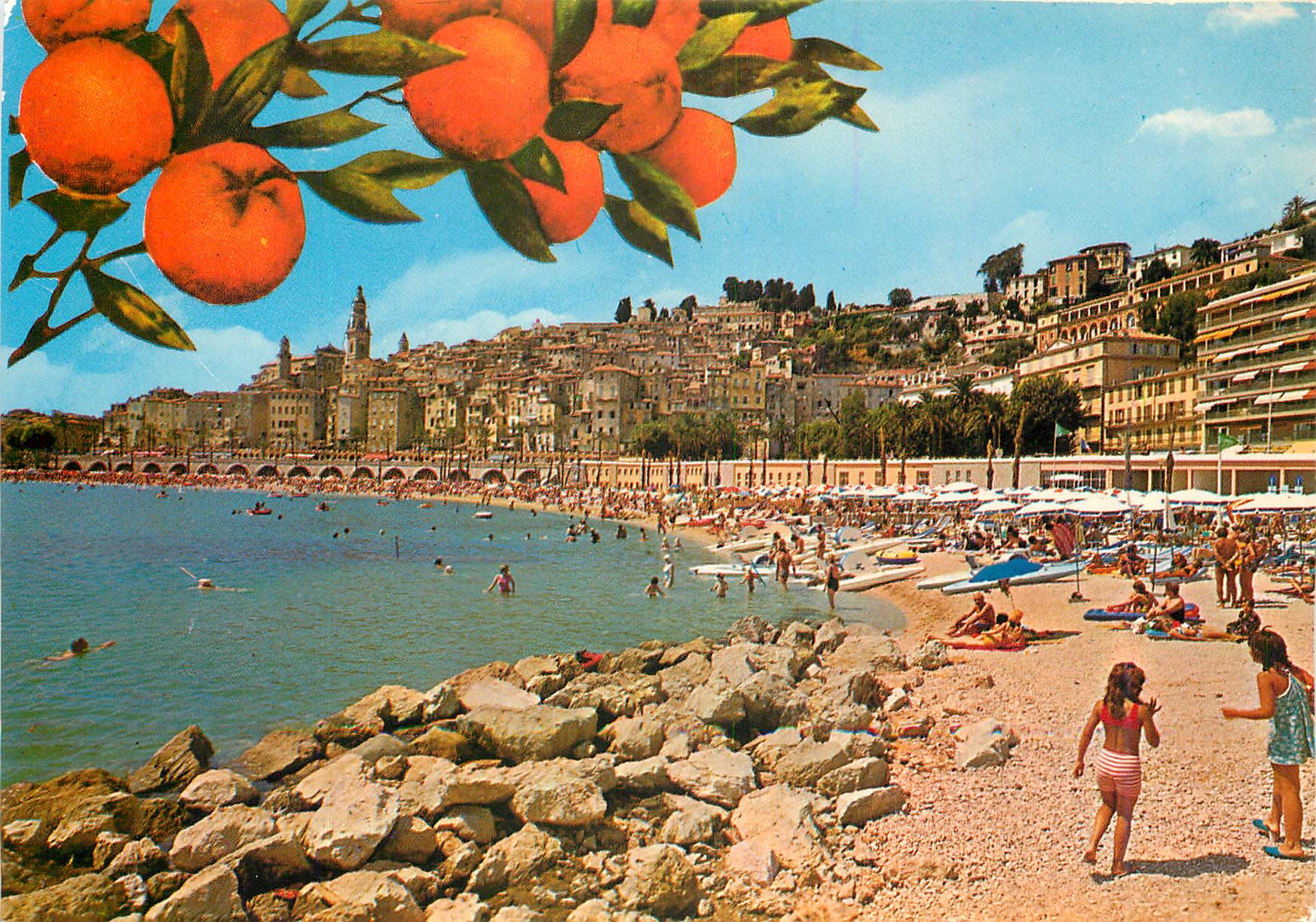CPM Menton La Vieille Ville et la Plage des Sablettes 