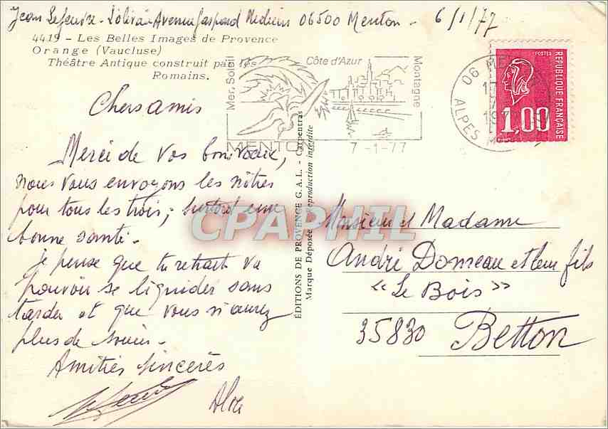 Théâtre Antique d'Orange — construit par les Romains — Éditions de Provence G.A.L. — Rückseite
