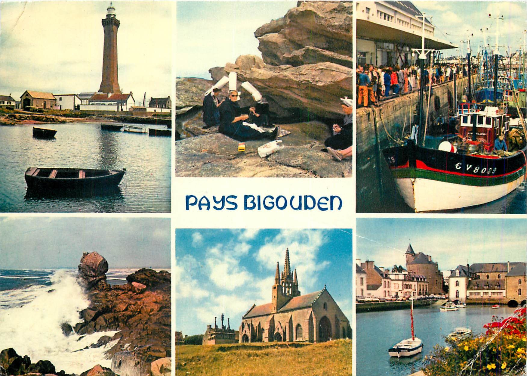 CPM Le Pays Bigouden Penmarch le phare costume bigouden Le Guilvinec la chapelle de Tronoen 