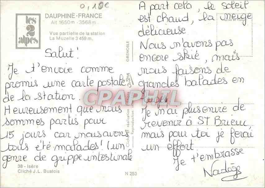 CPM Dauphine France Vue partielle de la station Les 2 Alpes — Rückseite